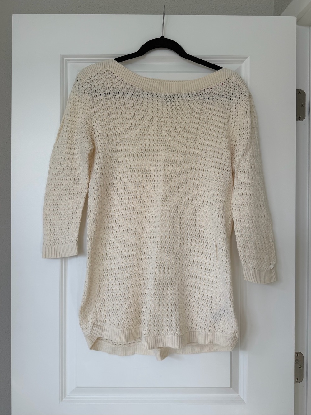 Tommy Hilfiger Cream Open-Knit Boatneck Sweater